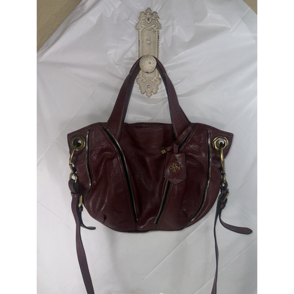 OrYANY Pebble Leather Lian Satchel Purse Handbag Convertible Strap Merlot - Picture 6 of 14